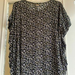 Michael Kors Ruffle Knit Camo Top Blouse Shirt Size XL